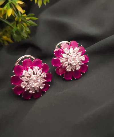 Glamaya Dazzling Ruby And Diamond Stud Earrings - Affordable Elegance 2 GLAM-ER-CZ-225-861268-275-2