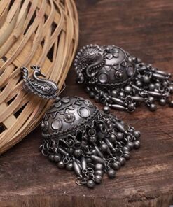 Glamaya Exquisite Oxidised Peacock Jhumka Earring - Perfect For Indian Weddings! 3 GLAM-ER-BP-25-624567-41-4