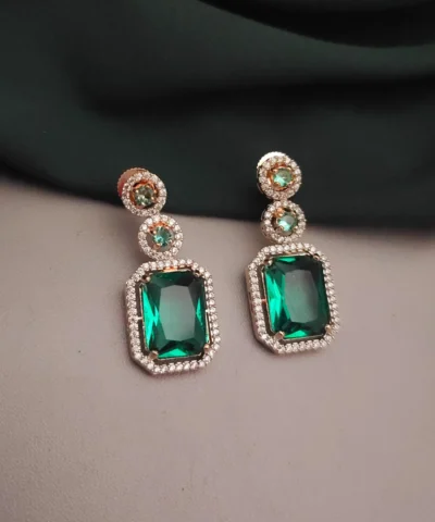 Glamaya Sparkling Green Doublet Square Earrings For Women 1 GLAM-ER-CZ-33-285677-55-10