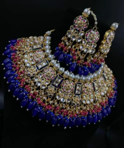 Glamaya Elegant Blue Kundan Meenakari Jewelry Set 1 GLAM-CN-KU-300-571783-525-2