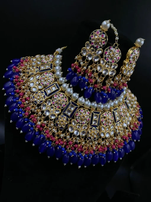 Glamaya Elegant Blue Kundan Meenakari Jewelry Set 1 GLAM-CN-KU-300-571783-525-2