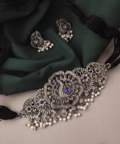 Glamaya Peacock Choker Necklace Earrings Combo - Stylish & Affordable 1 GLAM-CN-BP-23F3-196641-35-6