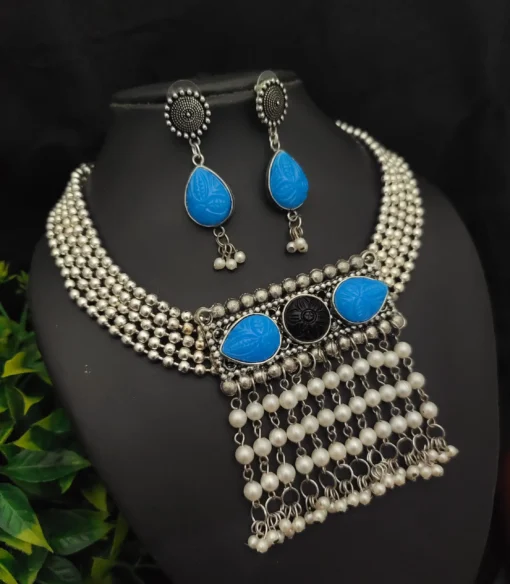 Glamaya Trendy Oxidised Choker Necklace Earring Set: Affordable Combo For Women 1 GLAM-CN-OX-30-283785-50-6