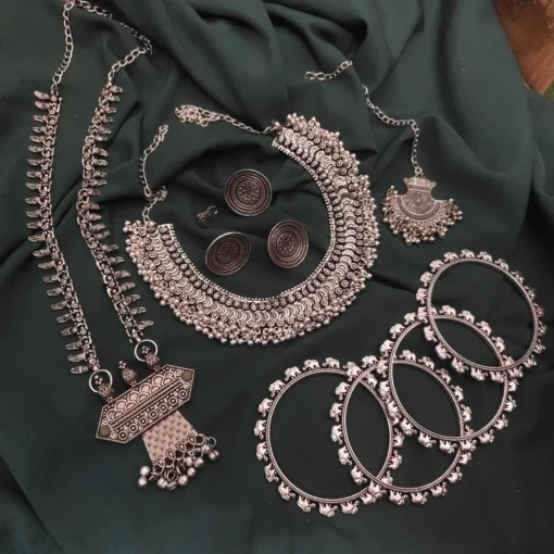 Glamaya Stylish Oxidised Jewellery Combo Set - Trendy Designs For Women 1 GLAM-CN-OX-275-799913-525-2