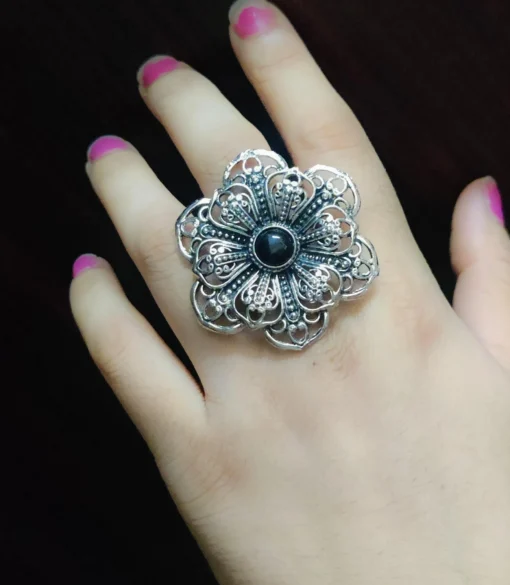 Glamaya Stylish Adjustable German Silver Finger Ring For Women 1 GLAM-RI-OX-6F4-340092-11-7