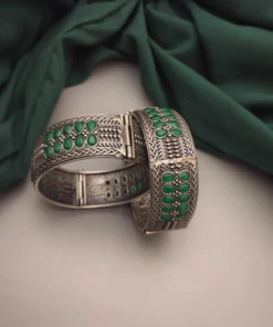 Glamaya Stylish Green Stone Brass Bangles - Affordable Elegance! 1 GLAM-BB-BR-96-553317-116-5
