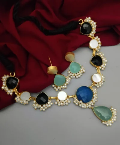 Glamaya Multi Colour Natural Stone Matte Finish Jewelry Set 1 GLAM-CN-ST-375-007124-525-2
