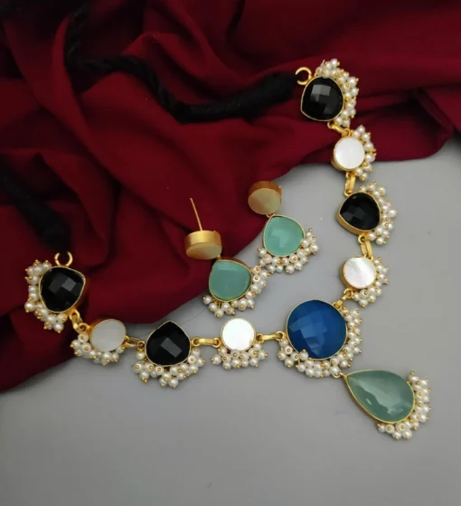 Glamaya Multi Colour Natural Stone Matte Finish Jewelry Set 1 GLAM-CN-ST-375-007124-525-2