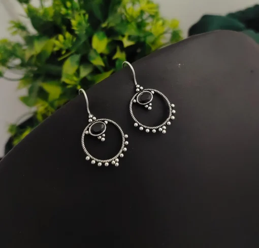 Glamaya Stylish Black Monalisa Stone Earrings - Lightweight & Trendy 1 GLAM-ER-ST-5F7-634462-11-7