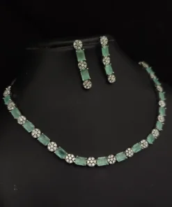 Glamaya Sparkling Mint Green Diamond Jewelry Set 1 GLAM-CN-CZ-90-593352-110-5