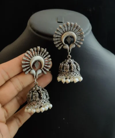 Glamaya Trendy Lightweight Silver Jhumka Earrings: Affordable Online Fashion 1 GLAM-ER-OX-40-759383-71-2