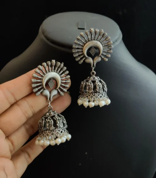 Glamaya Trendy Lightweight Silver Jhumka Earrings: Affordable Online Fashion 1 GLAM-ER-OX-40-759383-71-2