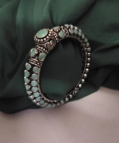 Glamaya Sky Blue Stone Bangles: Elegant & Trendy Armlets For Women 1 GLAM-BB-ST-55-584265-75-4