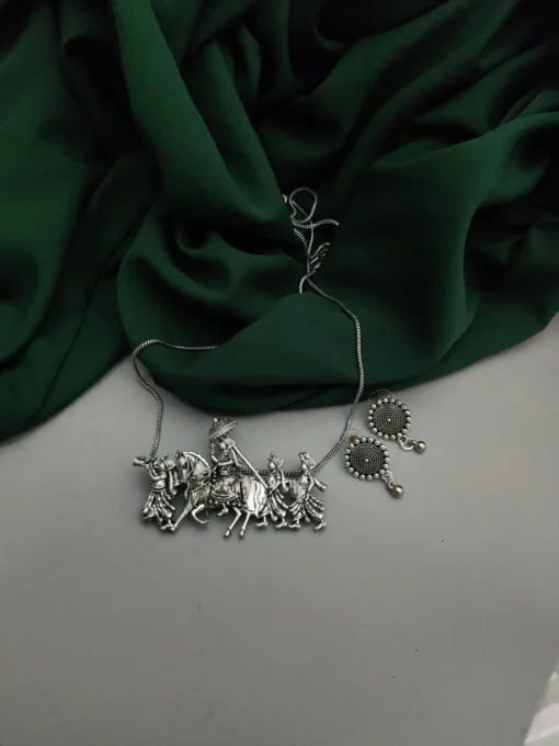 Glamaya Exquisite Oxidised Barat Chain Necklace Earring Set 1 GLAM-CN-OX-12-958132-27-5