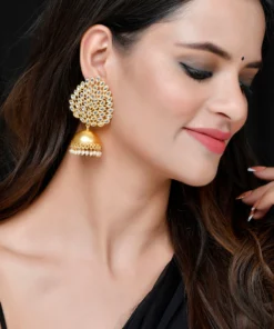 Glamaya Chic Matte Gold Plated Jhumka Earrings: Trendy Designer Style 2 GLAM-ER-KU-18-681226-30-10