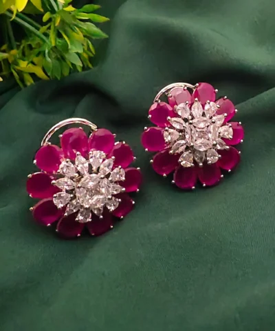 Glamaya Dazzling Ruby And Diamond Stud Earrings - Affordable Elegance 1 GLAM-ER-CZ-225-861268-275-2