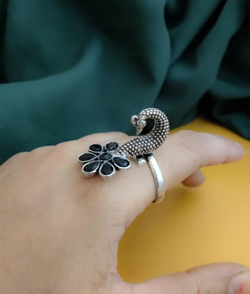Glamaya Stylish Oxidised Peacock Ring – Affordable & Elegant 2 GLAM-RI-OX-45-885970-75-2 Glamaya Stylish Oxidised Peacock Ring - Affordable & Elegant 2 GLAM-RI-OX-45-885970-75-2