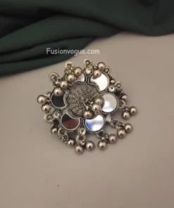 Glamaya Ethnic Afghan Mirror Adjustable Finger Ring: Unique Women's Fashion 1 GLAM-RI-MI-40-764227-71-2