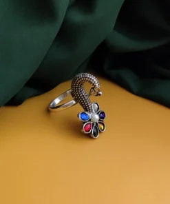 Glamaya Vintage Multi Peacock Flower Ring: Unique Design For Women 1 GLAM-RI-OX-9-080006-15-10