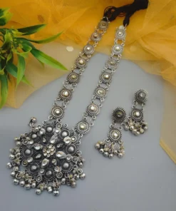 Glamaya Ethnic Oxidized Necklace Earrings Set For Trendy Women 1 GLAM-CN-OX-32-364756-60-5