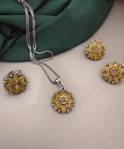 Glamaya Chic Oxidised Yellow Jewelry Set For Women 1 GLAM-CN-OX-6F7-751251-15-9