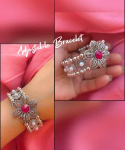 Glamaya Floral Pearl Adjustable Bracelet For Stylish Women 1 GLAM-BB-PE-25-255097-45-2