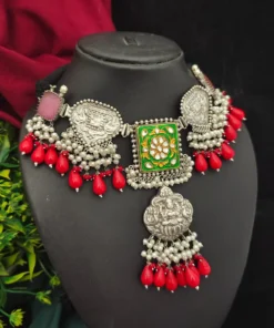 Glamaya Stunning 925 Silver Choker Necklace - Exclusive 13" Fusion Design 1 GLAM-NE-OX-80-816835-110-10