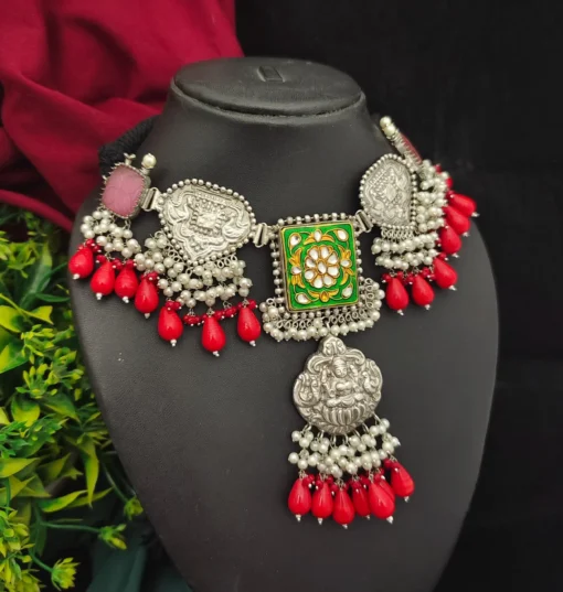 Glamaya Stunning 925 Silver Choker Necklace - Exclusive 13" Fusion Design 1 GLAM-NE-OX-80-816835-110-10