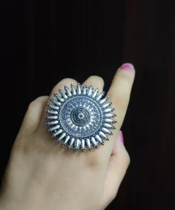 Glamaya Stylish Adjustable Oxidised Silver Ring For Women - Trendy Fashion Accessory! 1 GLAM-RI-OX-6F4-869967-11-7