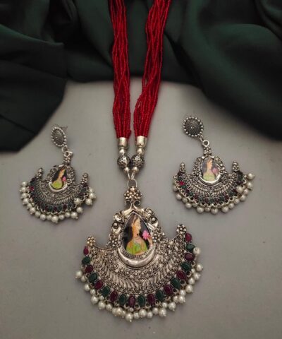 Glamaya Exquisite Antique Long Necklace & Earrings Set | Indian Ethnic Jewelry 1 GLAM-CN-OX-16-737936-30-10