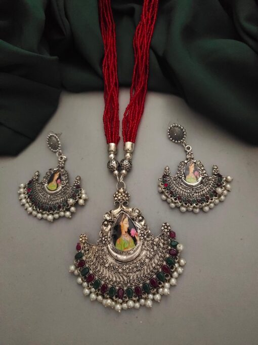 Glamaya Exquisite Antique Long Necklace & Earrings Set | Indian Ethnic Jewelry 1 GLAM-CN-OX-16-737936-30-10
