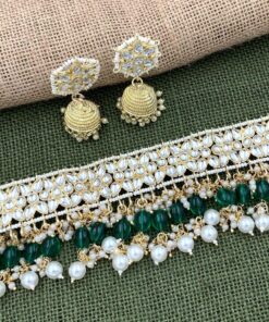 Glamaya Elegant Green Kundan Pearl Festival Choker Set 1 GLAM-CN-PE-46F5-287769-58-10