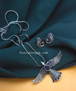 Glamaya Elegant Blue Bird Necklace Earrings Set 1 GLAM-CN-OX-22-971292-35-5