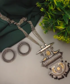 Glamaya Black Oxidised Peacock Two Tone Neckset: Trendy Women's Combo 1 GLAM-CN-TT-32-849548-60-5