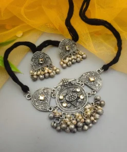 Glamaya Chic Oxidised Fusion Choker Set: Party-ready Elegance 1 GLAM-NE-OX-9-883359-15-10