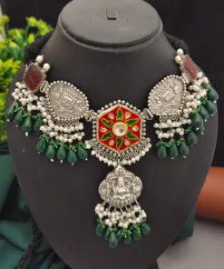 Glamaya Exclusive Silver 92.5 Fusion Choker Necklace For Women 1 GLAM-NE-OX-80-436737-110-10