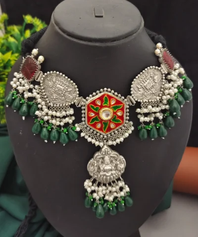 Glamaya Exclusive Silver 92.5 Fusion Choker Necklace For Women 1 GLAM-NE-OX-80-436737-110-10