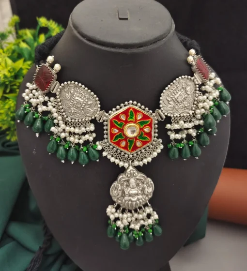 Glamaya Exclusive Silver 92.5 Fusion Choker Necklace For Women 1 GLAM-NE-OX-80-436737-110-10