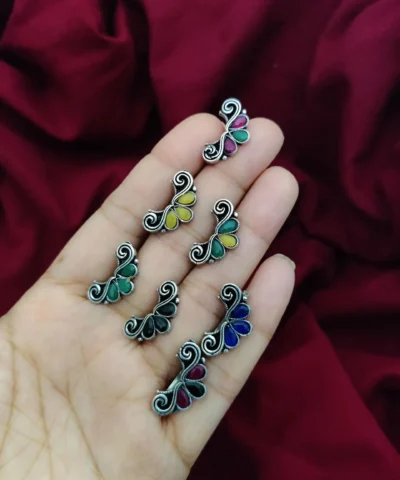 Glamaya Stylish Oxidised Clip On Stone Nosepin Set 1 GLAM-NP-ST-2-396265-5-5