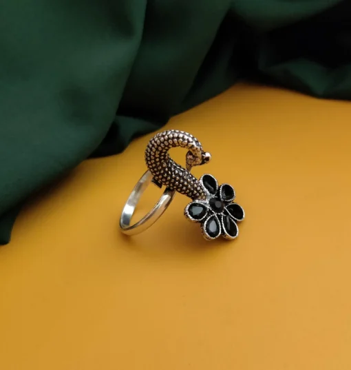 Glamaya Stylish Oxidised Peacock Ring - Affordable & Elegant 1 GLAM-RI-OX-45-885970-75-2