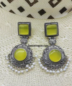 Glamaya Sparkling Crystal Stone Silver Dangle Earrings 1 GLAM-ER-ST-55-743296-75-4