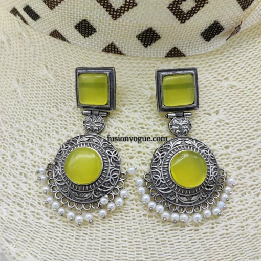 Glamaya Sparkling Crystal Stone Silver Dangle Earrings 1 GLAM-ER-ST-55-743296-75-4