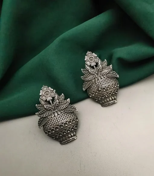 Glamaya Stylish Silver Lookalike Stud Earrings For Women 1 GLAM-ER-OX-40-804545-71-2
