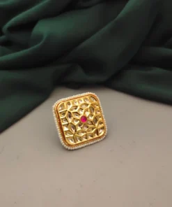 Glamaya Exquisite Adjustable Kundan Polki Ring: Elegant, Affordable & Stylish 1 GLAM-RI-CO-23-885728-30-10