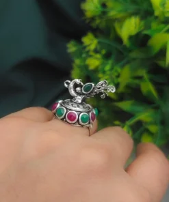 Glamaya Peacock Design Adjustable Multi Ring For Trendy Women 2 GLAM-RI-OX-15-587127-32-2