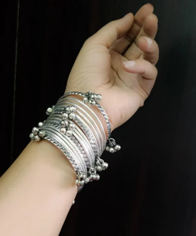 Glamaya Stylish 16-piece Silver Plated Bangles Set For Her 2 GLAM-CB-OX-24F9-680095-43-10