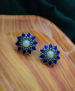 Glamaya Stylish Blue Pearl Stone Stud Earrings - Premium Women's Fashion 1 GLAM-ER-PE-10-779871-18-5