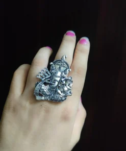 Glamaya Chic Oxidised German Silver Adjustable Ring: Trendy Women's Fashion 1 GLAM-RI-OX-6F4-913465-11-7