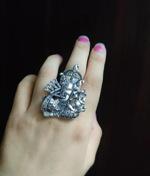 Glamaya Chic Oxidised German Silver Adjustable Ring: Trendy Women's Fashion 1 GLAM-RI-OX-6F4-913465-11-7