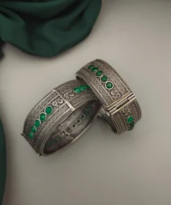 Glamaya Green Brass Bangles: Stylish & Affordable Pair 1 GLAM-BB-BR-96-939586-116-5